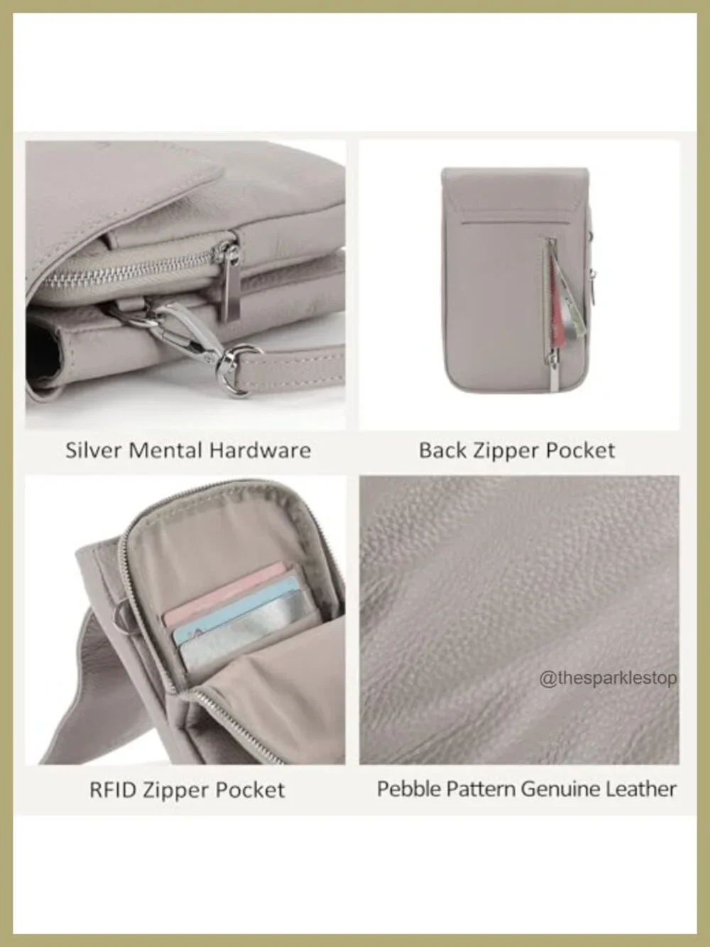 Genuine Leather Crossbody Bag with RFID Blocking Wallet, Phone Purse